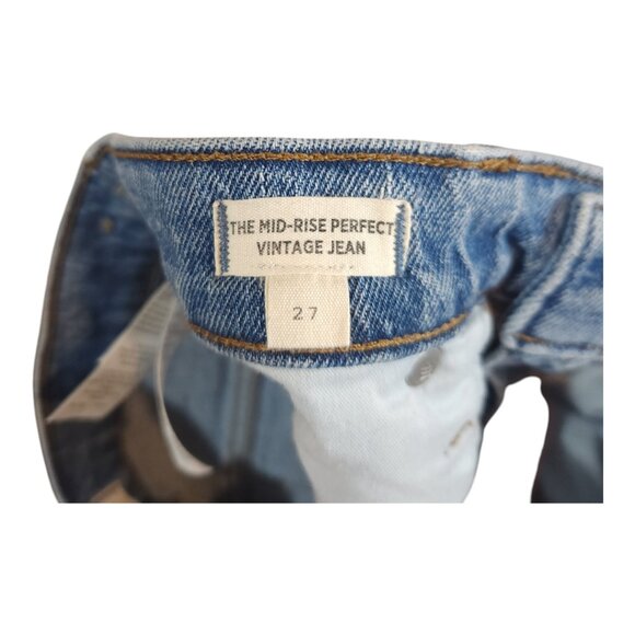 Madewell Mid-Rise Perfect Vintage Medium Wash Raw Hem Jeans Classic Women's 27 - Picture 8 of 8